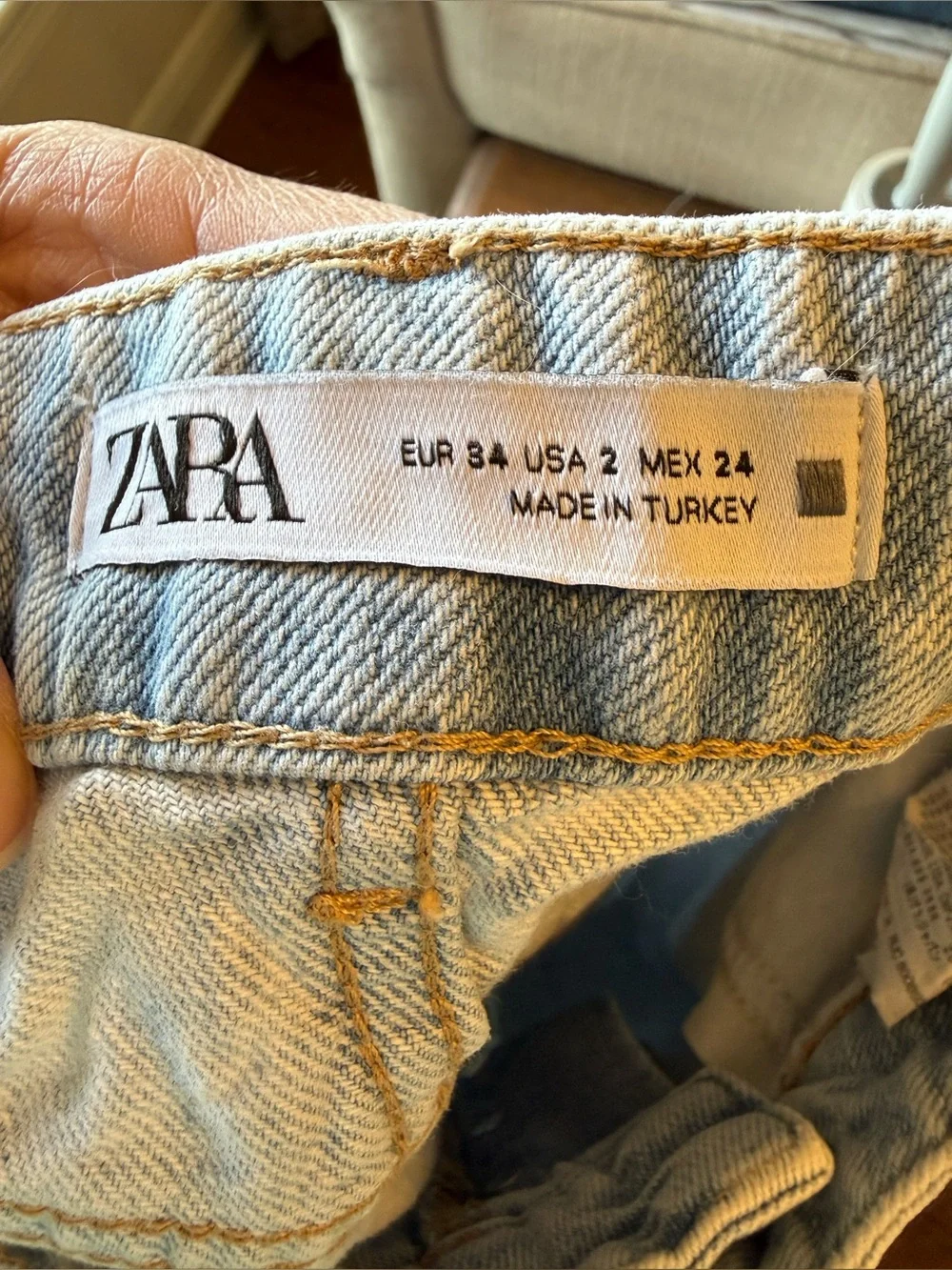 P124 - Zara Light Blue Distressed Denim Shorts